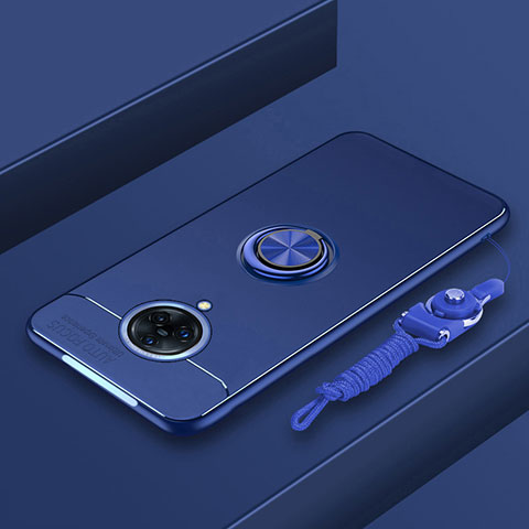 Custodia Silicone Ultra Sottile Morbida Cover con Magnetico Anello Supporto A01 per Vivo Nex 3 Blu