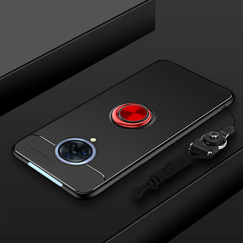Custodia Silicone Ultra Sottile Morbida Cover con Magnetico Anello Supporto A01 per Vivo Nex 3 Rosso e Nero