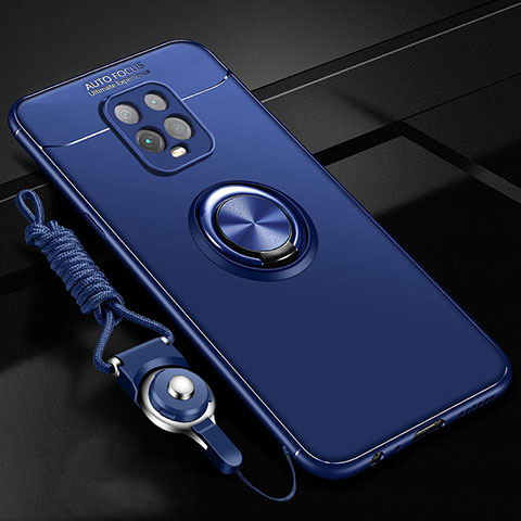 Custodia Silicone Ultra Sottile Morbida Cover con Magnetico Anello Supporto A01 per Xiaomi Redmi 10X 5G Blu