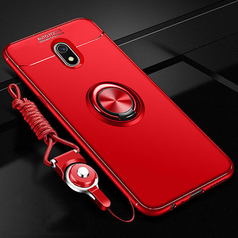 Custodia Silicone Ultra Sottile Morbida Cover con Magnetico Anello Supporto A01 per Xiaomi Redmi 8A Rosso