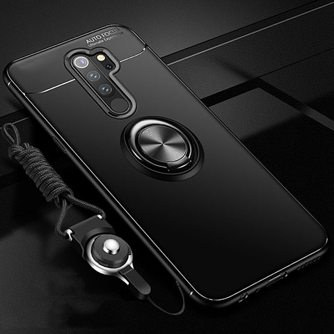 Custodia Silicone Ultra Sottile Morbida Cover con Magnetico Anello Supporto A01 per Xiaomi Redmi Note 8 Pro Nero