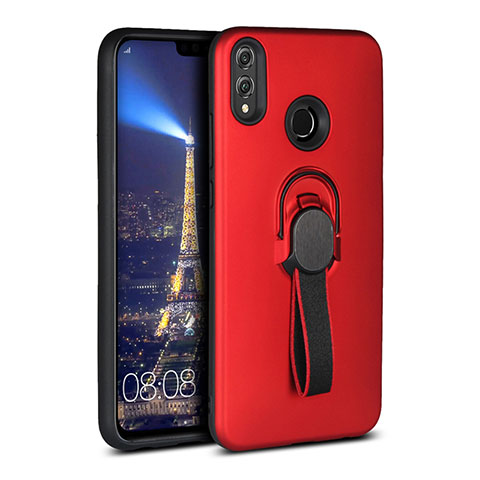 Custodia Silicone Ultra Sottile Morbida Cover con Magnetico Anello Supporto A02 per Huawei Honor View 10 Lite Rosso