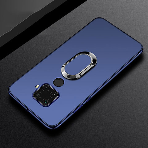 Custodia Silicone Ultra Sottile Morbida Cover con Magnetico Anello Supporto A02 per Huawei Mate 30 Lite Blu