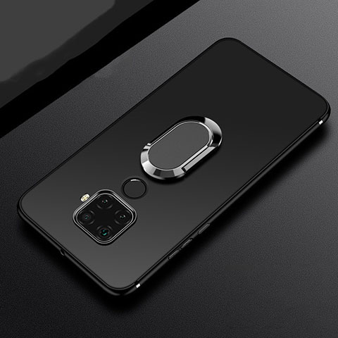 Custodia Silicone Ultra Sottile Morbida Cover con Magnetico Anello Supporto A02 per Huawei Nova 5i Pro Nero