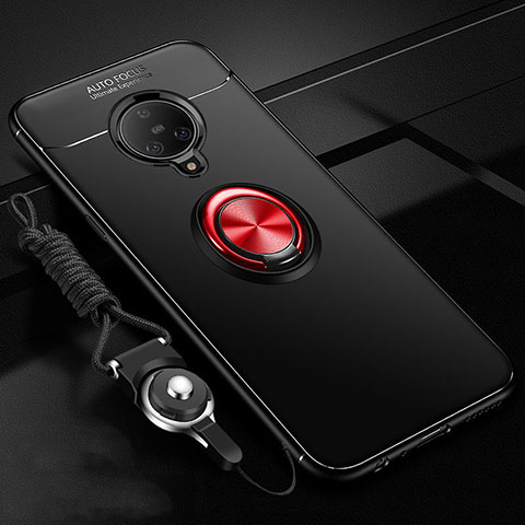 Custodia Silicone Ultra Sottile Morbida Cover con Magnetico Anello Supporto A02 per Vivo Nex 3 Rosso e Nero