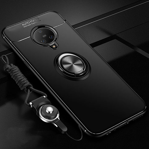 Custodia Silicone Ultra Sottile Morbida Cover con Magnetico Anello Supporto A02 per Vivo Nex 3S Nero