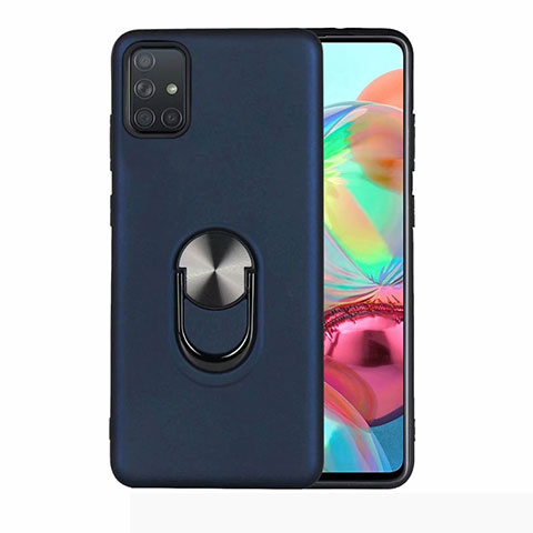 Custodia Silicone Ultra Sottile Morbida Cover con Magnetico Anello Supporto A03 per Samsung Galaxy A71 5G Blu