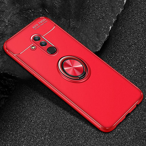 Custodia Silicone Ultra Sottile Morbida Cover con Magnetico Anello Supporto A04 per Huawei Mate 20 Lite Rosso