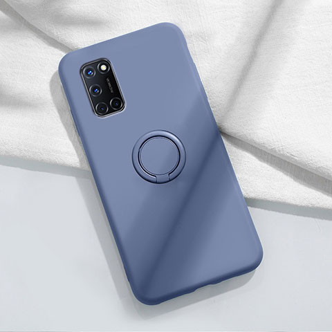 Custodia Silicone Ultra Sottile Morbida Cover con Magnetico Anello Supporto A04 per Oppo A72 Grigio