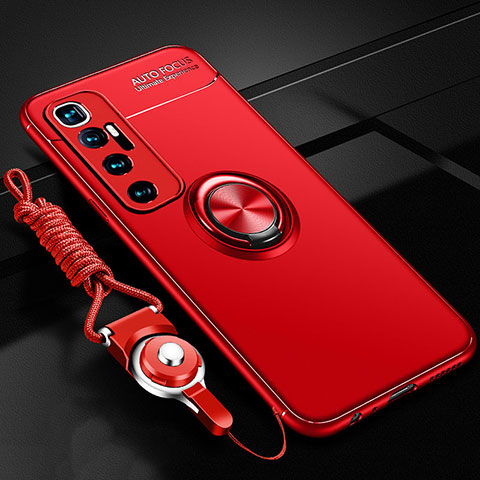Custodia Silicone Ultra Sottile Morbida Cover con Magnetico Anello Supporto A04 per Xiaomi Mi 10 Ultra Rosso