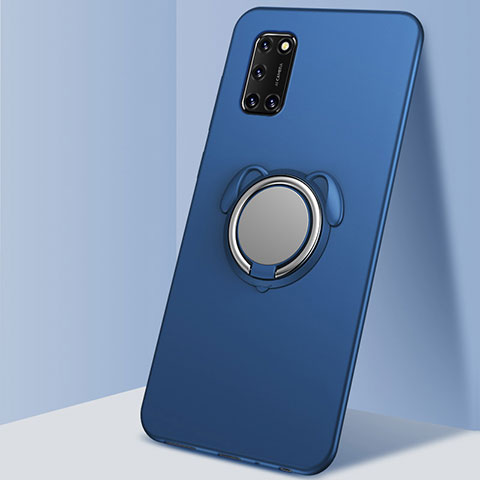 Custodia Silicone Ultra Sottile Morbida Cover con Magnetico Anello Supporto A05 per Oppo A72 Blu