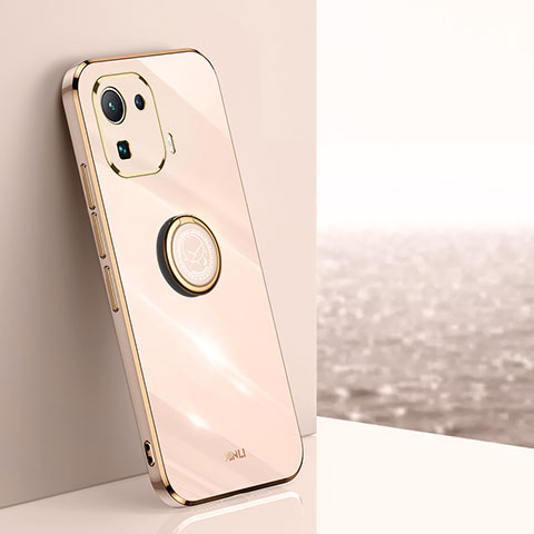 Custodia Silicone Ultra Sottile Morbida Cover con Magnetico Anello Supporto A05 per Xiaomi Mi 11 Pro 5G Oro