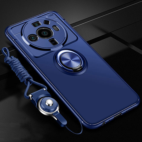 Custodia Silicone Ultra Sottile Morbida Cover con Magnetico Anello Supporto A05 per Xiaomi Mi 12 Ultra 5G Blu