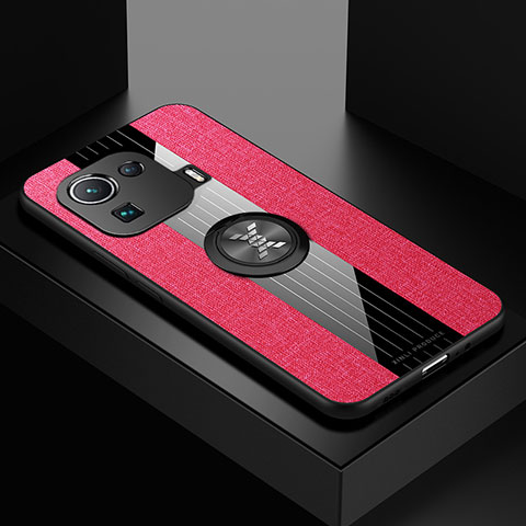 Custodia Silicone Ultra Sottile Morbida Cover con Magnetico Anello Supporto A06 per Xiaomi Mi 11 Pro 5G Rosso