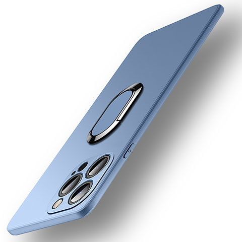 Custodia Silicone Ultra Sottile Morbida Cover con Magnetico Anello Supporto A09 per Apple iPhone 13 Pro Cielo Blu