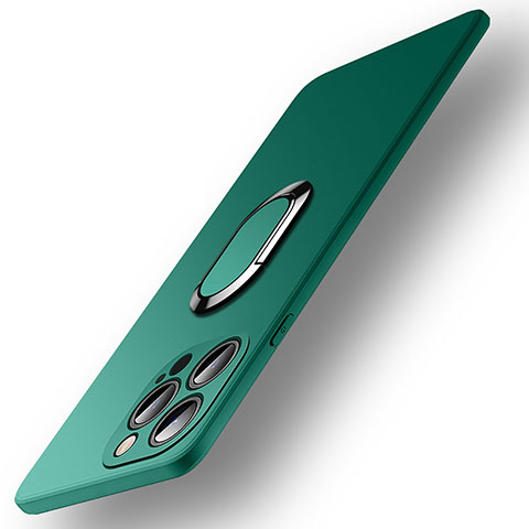 Custodia Silicone Ultra Sottile Morbida Cover con Magnetico Anello Supporto A09 per Apple iPhone 14 Pro Verde