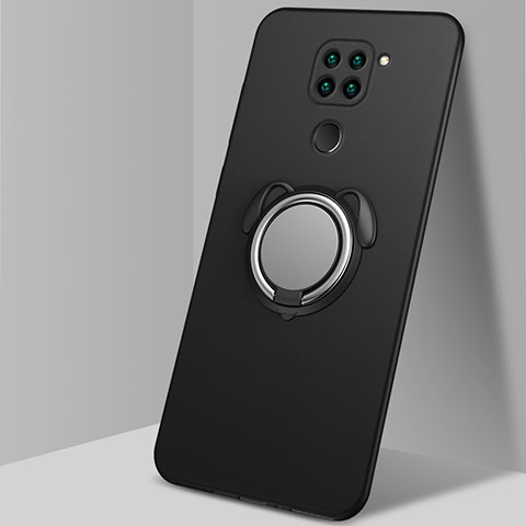 Custodia Silicone Ultra Sottile Morbida Cover con Magnetico Anello Supporto G01 per Xiaomi Redmi Note 9 Nero