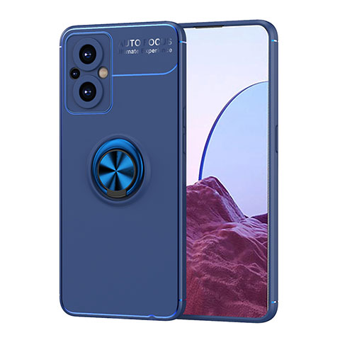 Custodia Silicone Ultra Sottile Morbida Cover con Magnetico Anello Supporto JM1 per Oppo F21s Pro 5G Blu