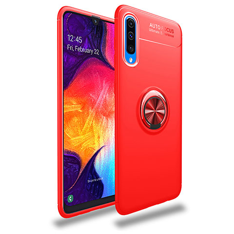 Custodia Silicone Ultra Sottile Morbida Cover con Magnetico Anello Supporto JM1 per Samsung Galaxy A50 Rosso