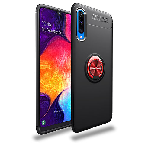 Custodia Silicone Ultra Sottile Morbida Cover con Magnetico Anello Supporto JM1 per Samsung Galaxy A50 Rosso e Nero