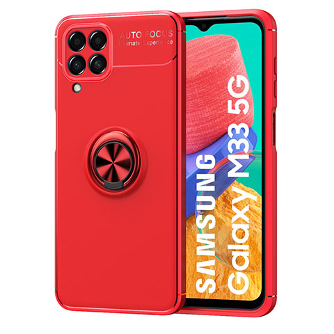 Custodia Silicone Ultra Sottile Morbida Cover con Magnetico Anello Supporto JM1 per Samsung Galaxy M33 5G Rosso