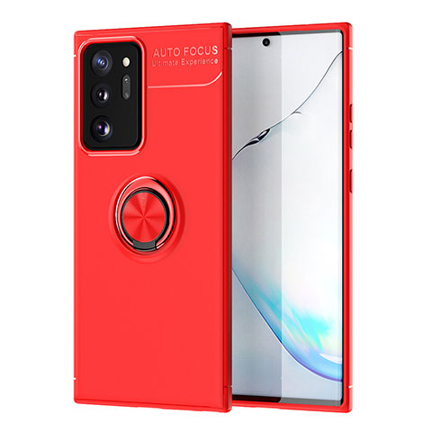 Custodia Silicone Ultra Sottile Morbida Cover con Magnetico Anello Supporto JM1 per Samsung Galaxy Note 20 Ultra 5G Rosso