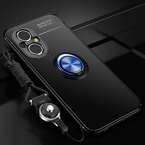 Custodia Silicone Ultra Sottile Morbida Cover con Magnetico Anello Supporto JM3 per OnePlus Nord N20 5G Blu e Nero