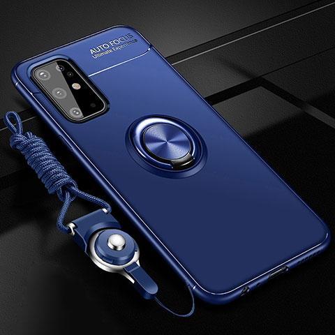 Custodia Silicone Ultra Sottile Morbida Cover con Magnetico Anello Supporto JM3 per Samsung Galaxy S20 Plus 5G Blu