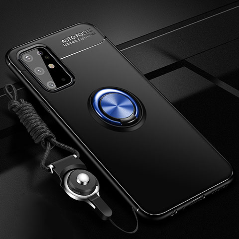 Custodia Silicone Ultra Sottile Morbida Cover con Magnetico Anello Supporto JM3 per Samsung Galaxy S20 Plus 5G Blu e Nero