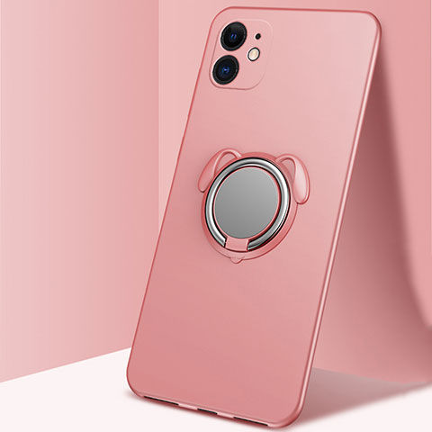 Custodia Silicone Ultra Sottile Morbida Cover con Magnetico Anello Supporto N02 per Apple iPhone 12 Mini Oro Rosa