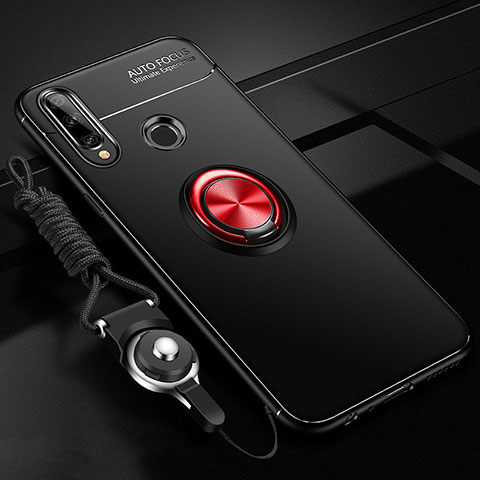 Custodia Silicone Ultra Sottile Morbida Cover con Magnetico Anello Supporto per Huawei Enjoy 10 Plus Rosso e Nero