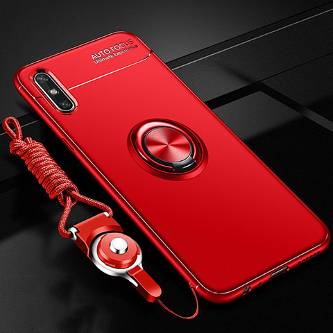 Custodia Silicone Ultra Sottile Morbida Cover con Magnetico Anello Supporto per Huawei Enjoy 10e Rosso