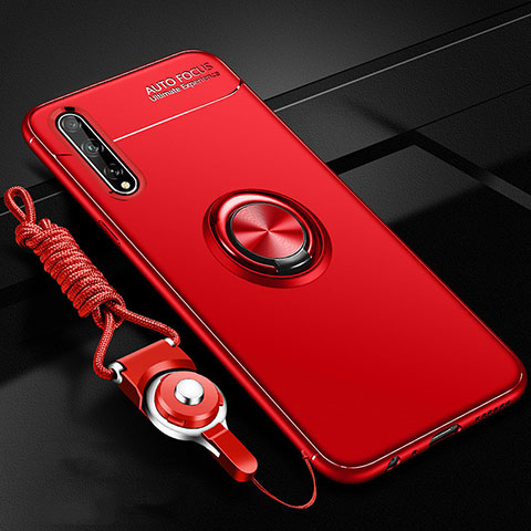 Custodia Silicone Ultra Sottile Morbida Cover con Magnetico Anello Supporto per Huawei Enjoy 10S Rosso