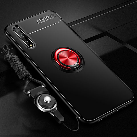 Custodia Silicone Ultra Sottile Morbida Cover con Magnetico Anello Supporto per Huawei Enjoy 10S Rosso e Nero