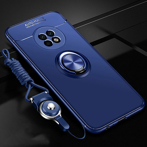 Custodia Silicone Ultra Sottile Morbida Cover con Magnetico Anello Supporto per Huawei Enjoy 20 Plus 5G Blu