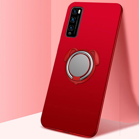 Custodia Silicone Ultra Sottile Morbida Cover con Magnetico Anello Supporto per Huawei Enjoy 20 Pro 5G Rosso
