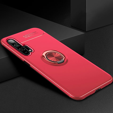 Custodia Silicone Ultra Sottile Morbida Cover con Magnetico Anello Supporto per Huawei Honor 20 Pro Rosso