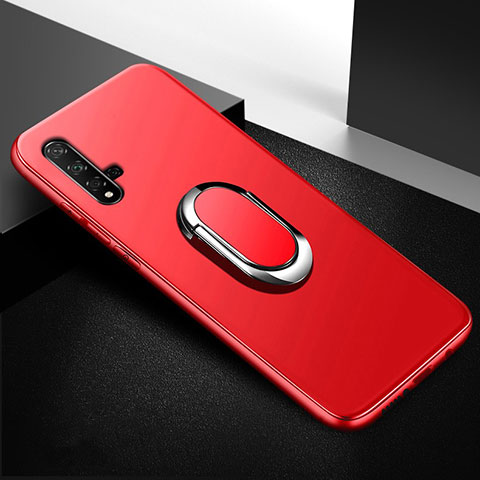 Custodia Silicone Ultra Sottile Morbida Cover con Magnetico Anello Supporto per Huawei Honor 20 Rosso