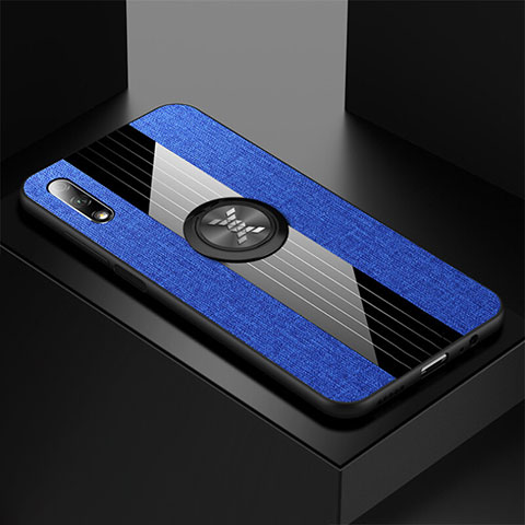 Custodia Silicone Ultra Sottile Morbida Cover con Magnetico Anello Supporto per Huawei Honor 9X Blu