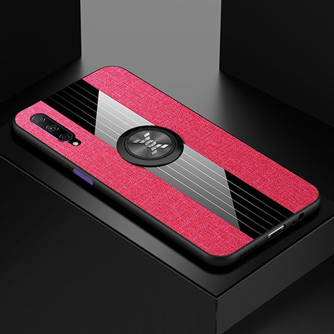 Custodia Silicone Ultra Sottile Morbida Cover con Magnetico Anello Supporto per Huawei Honor 9X Pro Rosa Caldo