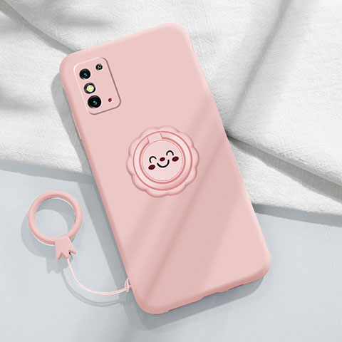 Custodia Silicone Ultra Sottile Morbida Cover con Magnetico Anello Supporto per Huawei Honor X10 Max 5G Rosa