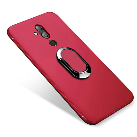 Custodia Silicone Ultra Sottile Morbida Cover con Magnetico Anello Supporto per Huawei Maimang 7 Rosso