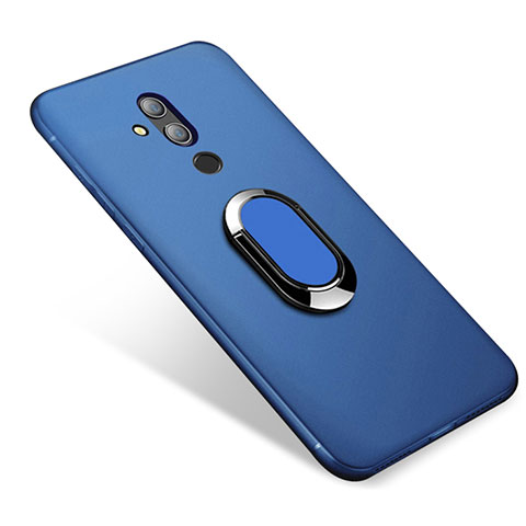 Custodia Silicone Ultra Sottile Morbida Cover con Magnetico Anello Supporto per Huawei Mate 20 Lite Blu