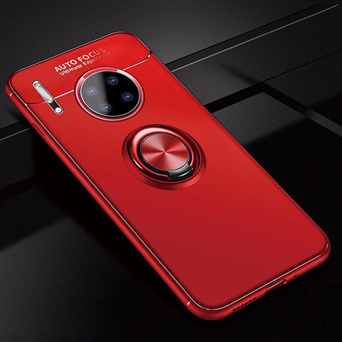 Custodia Silicone Ultra Sottile Morbida Cover con Magnetico Anello Supporto per Huawei Mate 30 5G Rosso