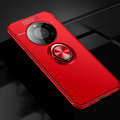 Custodia Silicone Ultra Sottile Morbida Cover con Magnetico Anello Supporto per Huawei Mate 40 Pro+ Plus Rosso