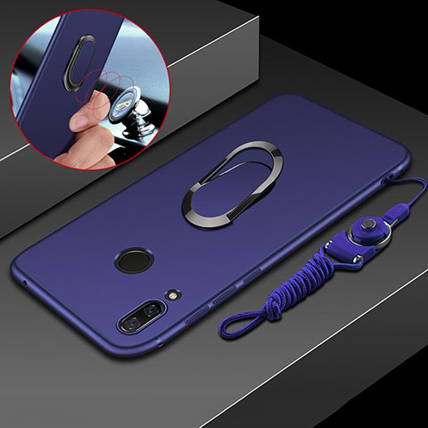 Custodia Silicone Ultra Sottile Morbida Cover con Magnetico Anello Supporto per Huawei Nova 3i Blu
