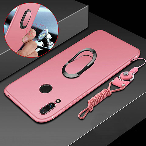 Custodia Silicone Ultra Sottile Morbida Cover con Magnetico Anello Supporto per Huawei Nova 3i Rosa