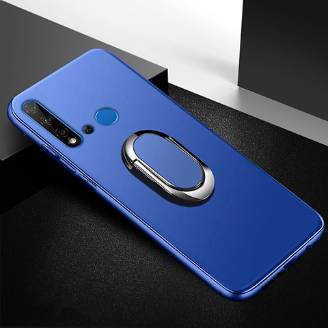 Custodia Silicone Ultra Sottile Morbida Cover con Magnetico Anello Supporto per Huawei Nova 5i Blu