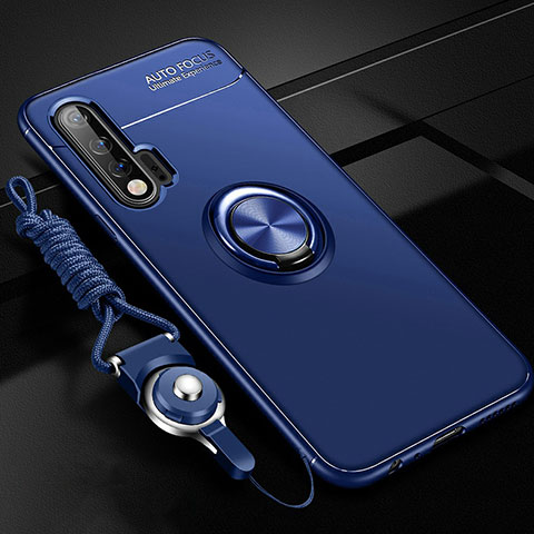 Custodia Silicone Ultra Sottile Morbida Cover con Magnetico Anello Supporto per Huawei Nova 6 Blu