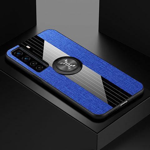 Custodia Silicone Ultra Sottile Morbida Cover con Magnetico Anello Supporto per Huawei Nova 7 SE 5G Blu